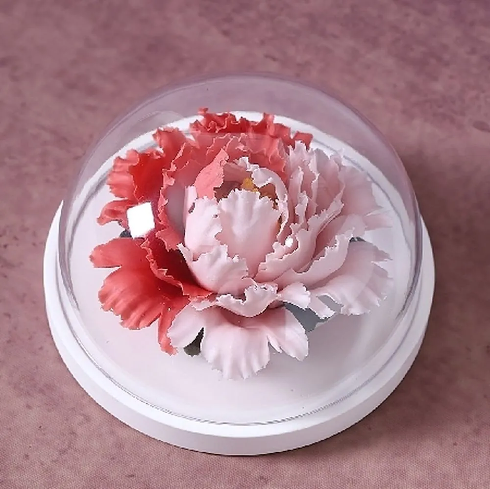 Heritage Peony porcelain flower, red tip